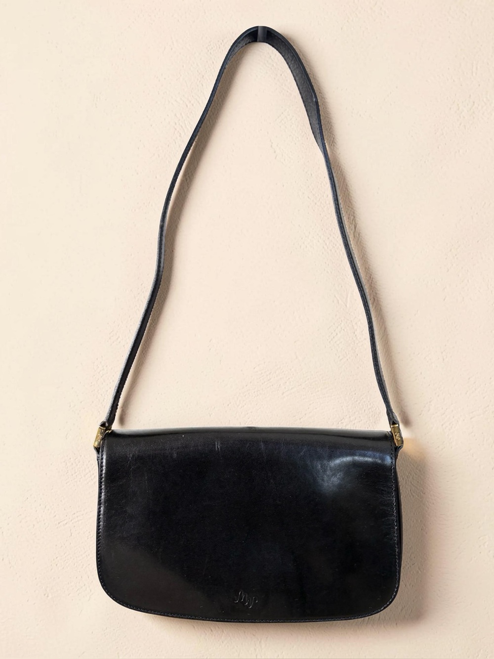 Monsac Black Leather Shoulder Bag | Genuine Leather | Y2K Minimalist